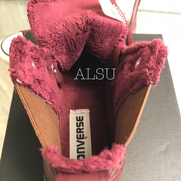Converse Ctas Chelsea Boot Leather Fur Burgundy W - Picture 6 of 7